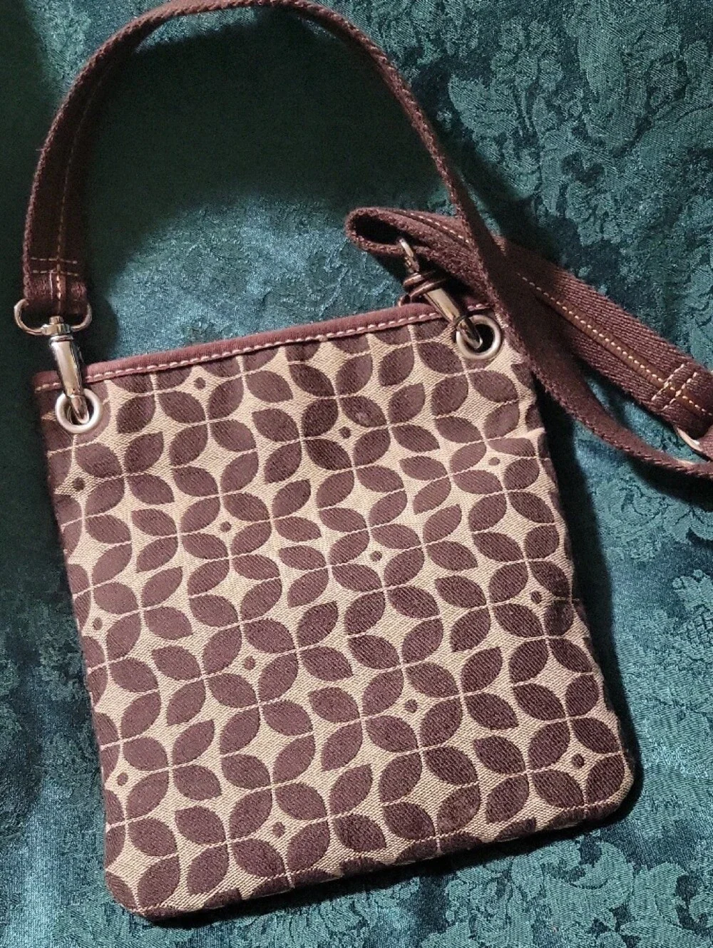 Fossil Stylish Brown Patterned Crossbody Bag EUC